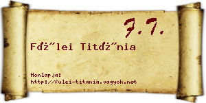 Fülei Titánia névjegykártya